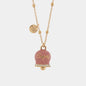 AmoCapri Collana in Metallo con campanella grande rosa e scritta Capri impreziosito da cristalli bianchi
