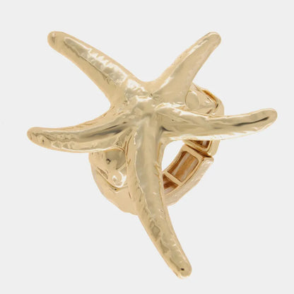 Anello in Metallo a forma di stella marina con rifinitura martellata