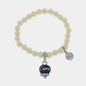 AmoCapri Bracciale in Metallo Bracciale in Metallo con perle e campanella blu