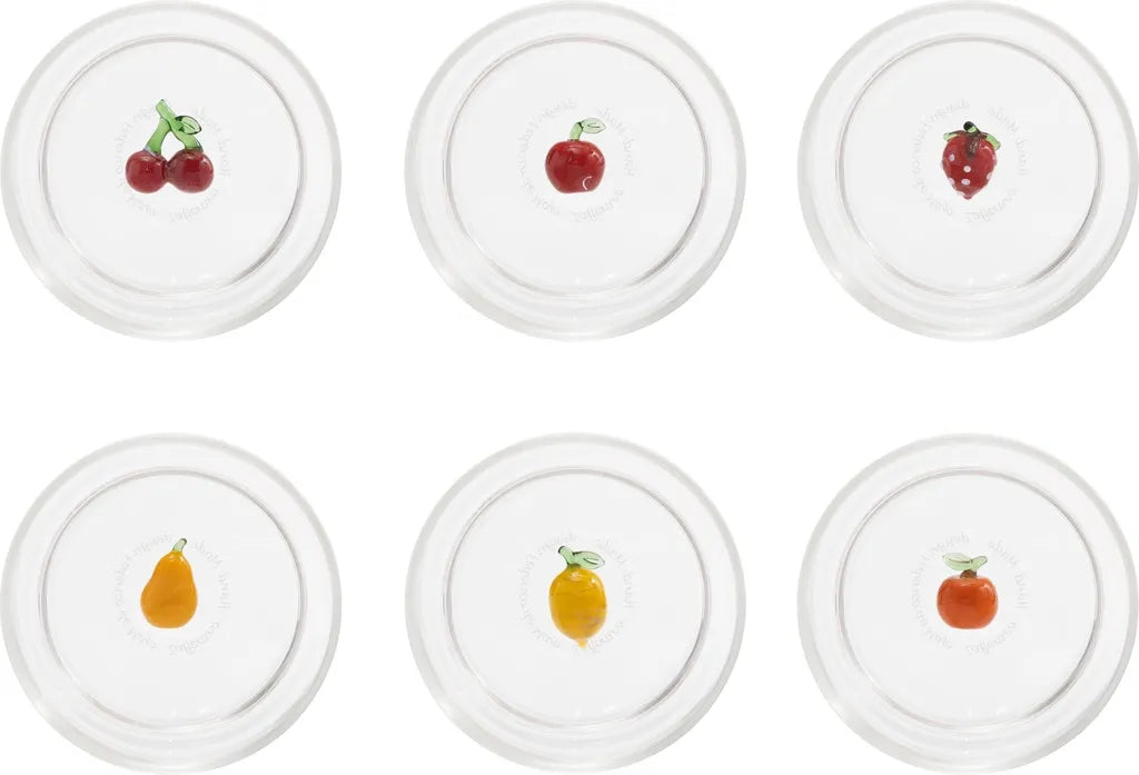 SET 6 BICCHIERI TUMBLER ZAFFERANO VETRO BOROSILICATO IN SCATOLA MISTI TECA FRUTTA
