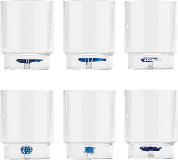 SET 6 BICCHIERI  TAVOLA TUMBLER TECA MARE  MISTI ZAFFERANO VETRO BOROSILICATO