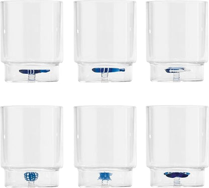 SET 6 BICCHIERI  TAVOLA TUMBLER TECA MARE  MISTI ZAFFERANO VETRO BOROSILICATO
