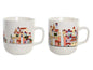 TAZZA IN PORCELLANA CASETTE CAPACITA' 380 ML MISURE 11,5x8,5x10cm 2 DECORI ASSORTITI