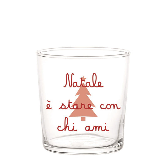 set 6 BICCHIERI VETRO 35CL NATALE E STARE CON CHI AMI ROSSO