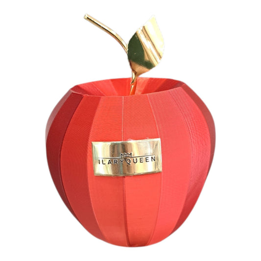 MELA DECORAZIONE SOPRAMMOBILE ROSSA CON STELO ORO IN PLA BOMBONIERA D. 10 X H 14.