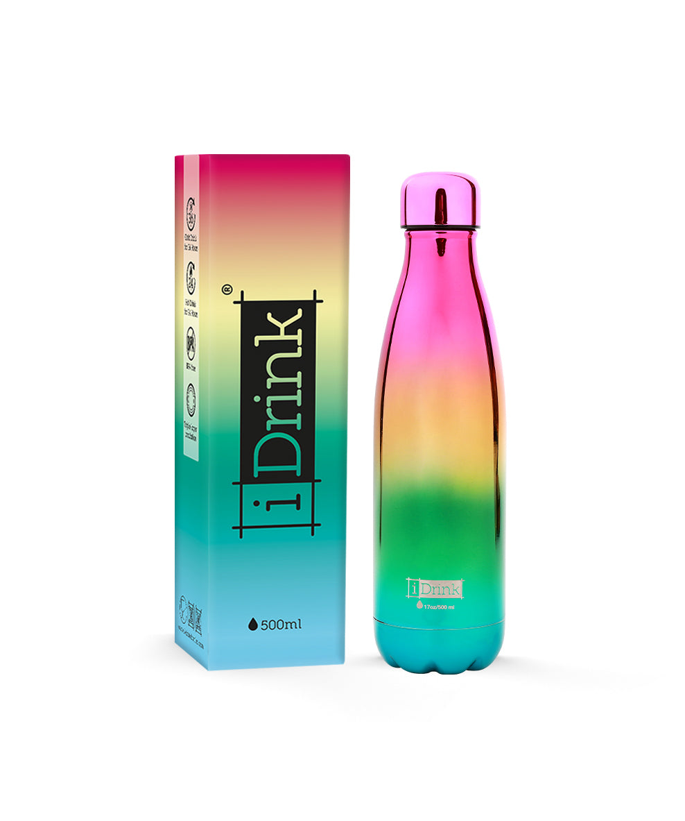 BORRACCIA TERMICA THERMOS BOTTIGLIA TERMICA 500 ML ACCIAIO  DECORO RAINBOW