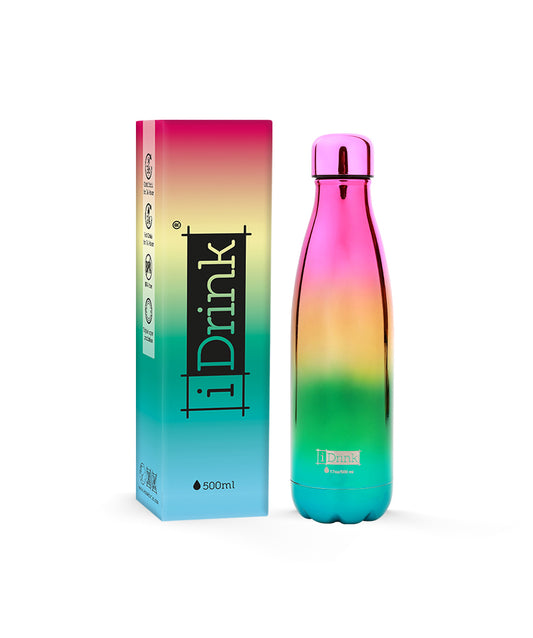 BORRACCIA TERMICA THERMOS BOTTIGLIA TERMICA 500 ML ACCIAIO  DECORO RAINBOW