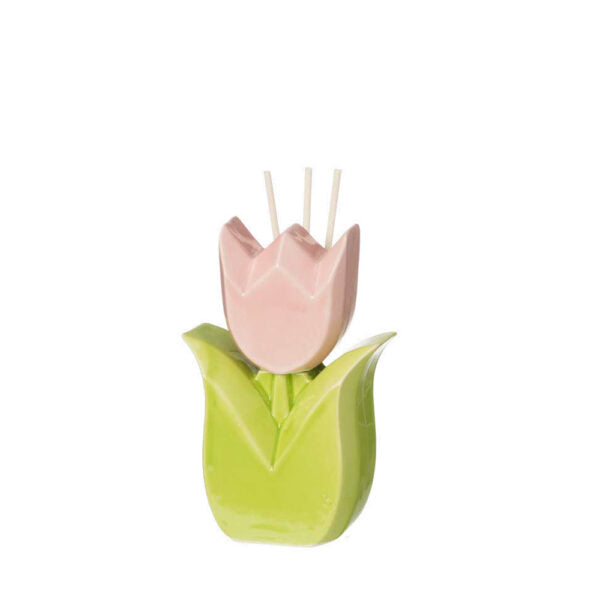PROFUMATORE TULIPANO CERAMICA CON BASTONCINI E PROFUMO COMPRESO  VARI COLORI