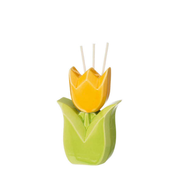 PROFUMATORE TULIPANO CERAMICA CON BASTONCINI E PROFUMO COMPRESO  VARI COLORI