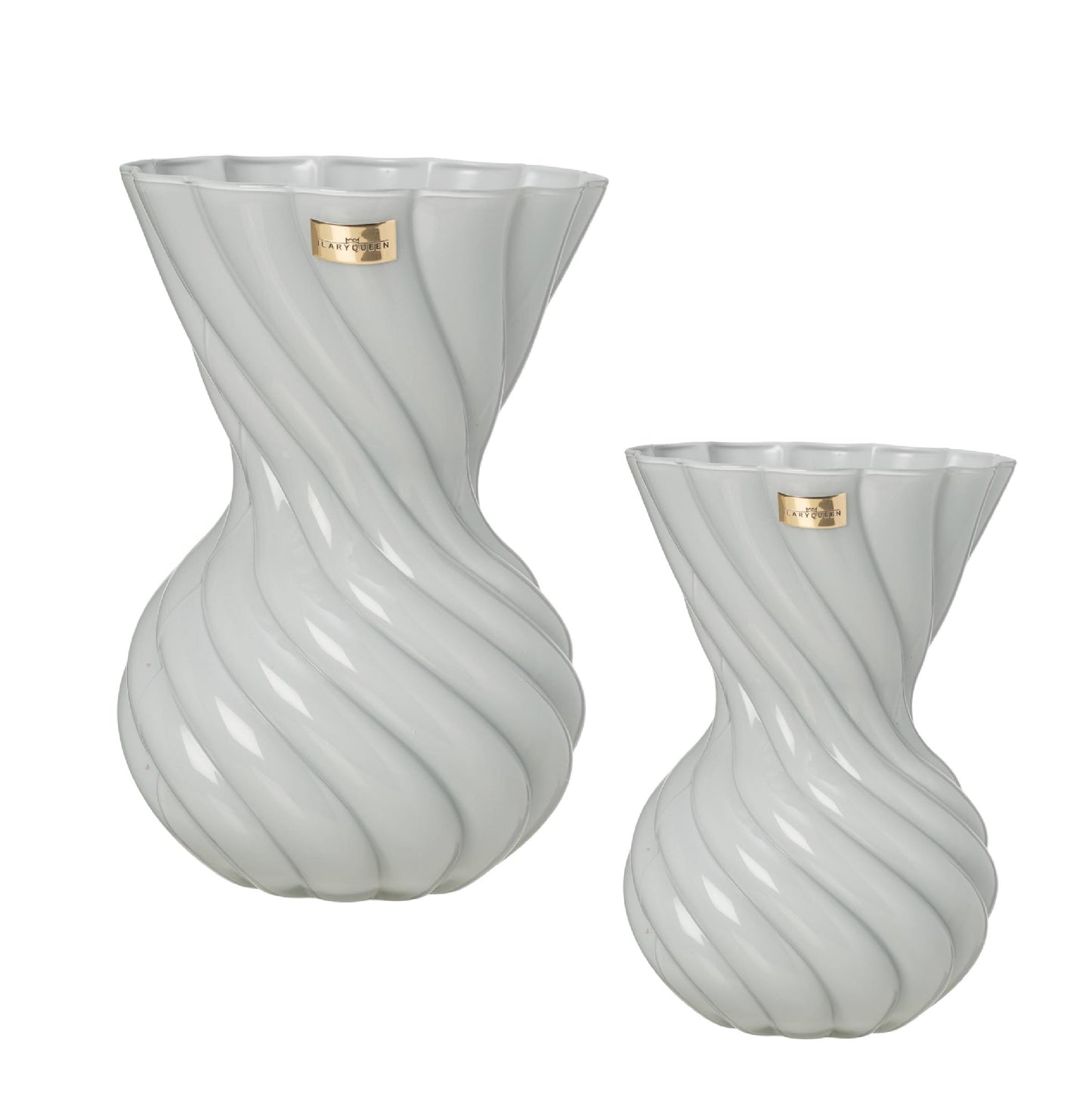 VASO VETRO EFFETTO PORCELLANATO  COLORE GRIGIO PERLA BASIC DESIGN ELAGANTE H. 23 CM