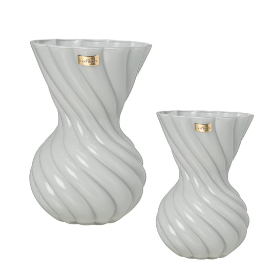 VASO VETRO EFFETTO PORCELLANATO  COLORE GRIGIO PERLA BASIC DESIGN ELAGANTE H. 23 CM