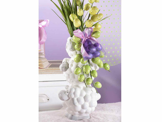 VASO IN CERAMICA TRE PECORELLE BIANCHE Misure: cm 12 x 16 x 27,5 H