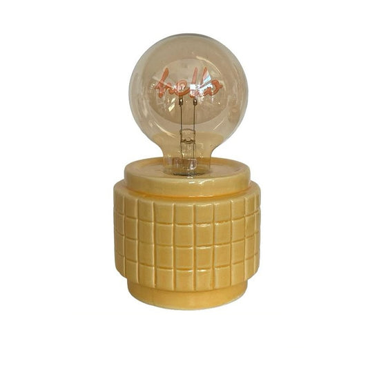LAMPADA GIALLA IN CERAMICA CON SCRITTA "HELLO'" BOMBONIERA REGALO