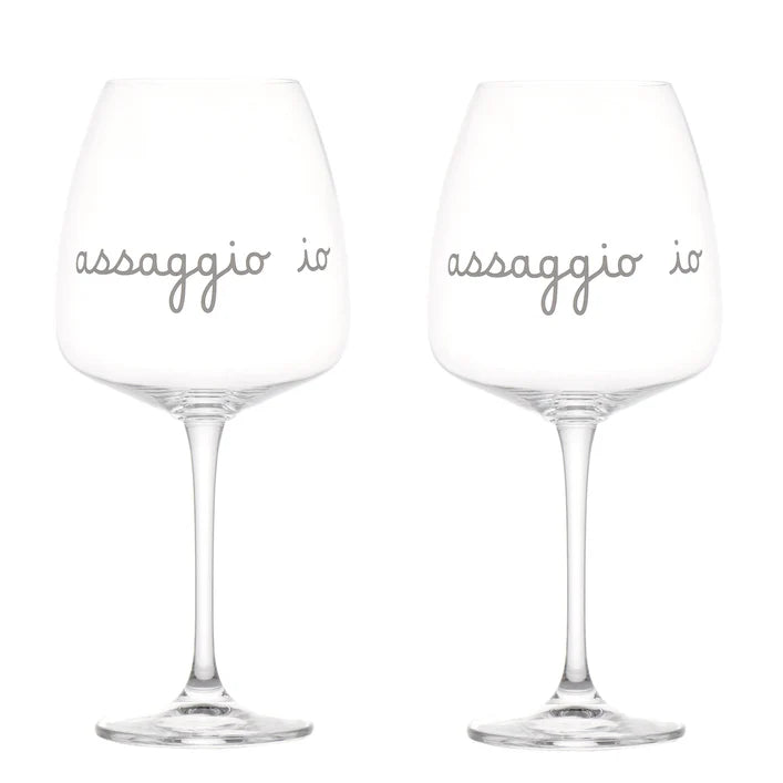 SET 2 CALICI IN VETRO SOTTILE MA RESISTENTE "ASSAGGIO IO" 77 CL Altezza 24,6 x 11 cm