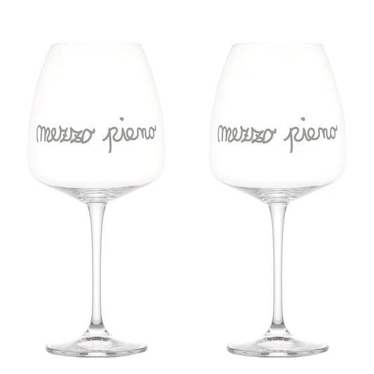 SET 2 CALICI IN SCATOLA REGALO "MEZZO PIENO" 77 CL  VETRO RESISTENTE MA SOTTILE
