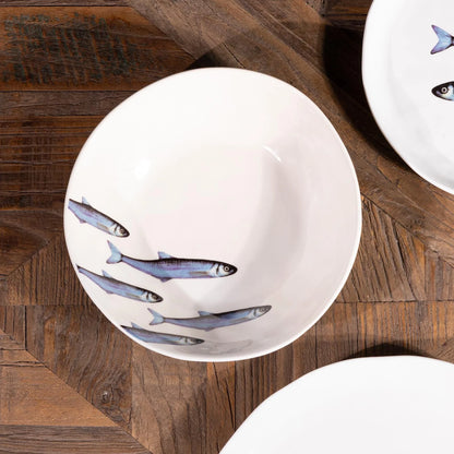 SERVIZIO 18PZ 6 POSTI TAVOLA SARDINE FONDO BIANCO
