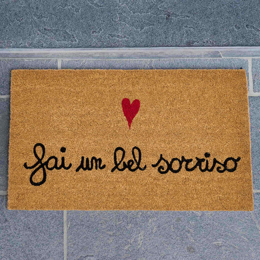 ZERBINO COCCO DECORO"FAI UN BEL SORRISO" 45X75 CM SPESSORE 2 CM