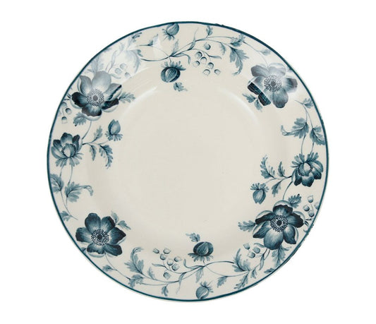 SERVIZIO 18 PZ CERAMICA CREMA DECORO FLOREALE BLU
