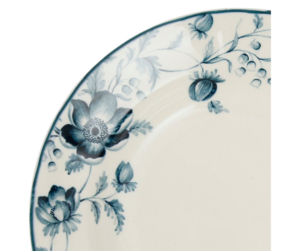 SERVIZIO 18 PZ CERAMICA CREMA DECORO FLOREALE BLU