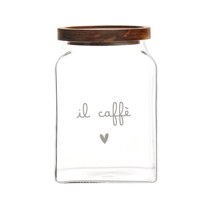 BARATTOLO CAFFE' IN VETRO BOROSILICATO CON TAPPO LEGNO