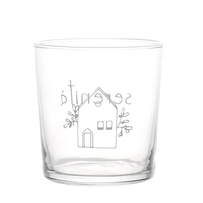 SET 6 BICCHIERI DECORO "SERENITA'" 35 CL IN VETRO TEMPERATO SERIGRAFATO IN BIANCO
