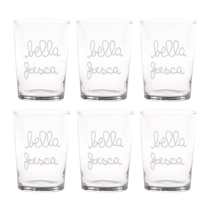 SET 6 BICCHIERI BIRRA "BELLA FRESCA" 50CL SERIGRAFATO BIANCO VETRO TEMPERATOAltezza&nbsp;12cm x diametro 8,8cm