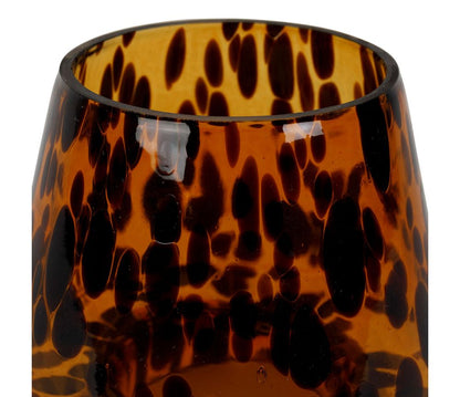VASO PORTACANDELA FORMATO DA DUE PEZZI DECORO ANIMALIER AMBRA D. 10 X 13H