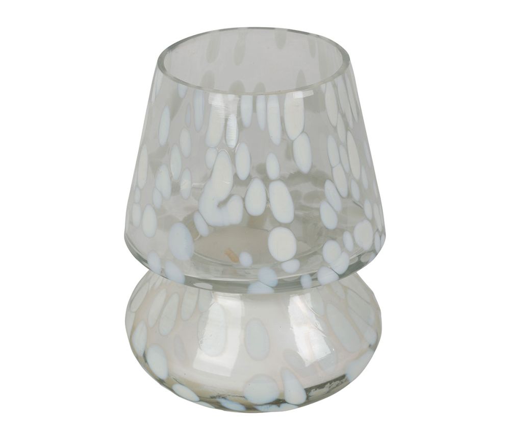 PORTACANDEA, VASO, BUGIA, VETRO BIANCO 2 PEZZI IMPILABILE, D33 X H33CM