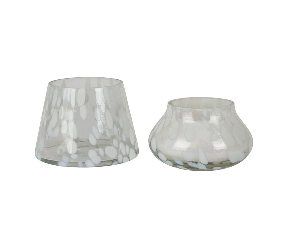 PORTACANDEA, VASO, BUGIA, VETRO BIANCO 2 PEZZI IMPILABILE, D33 X H33CM