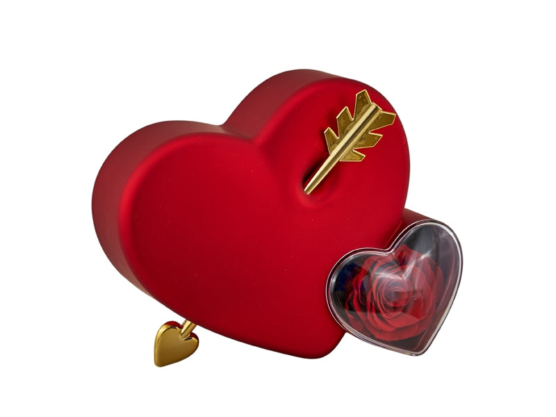 SCATOLA CUORE ROSSA CON ROSA STABILIZZATA