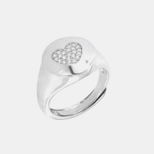 Anello in Argento 925 con cuore di zirconi bianchi