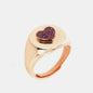 Anello in Argento 925 con cuore centrale impreziosito da zirconi color viola rubino