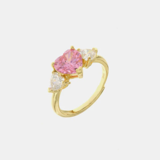 Anello in Argento 925 con cuori in zirconi bianchi e rosa