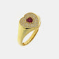 Anello in Argento 925 a forma di cuore con punto luce centrale rosso