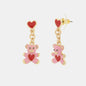 Orecchini in Metallo con orsetto rosa e cuore rosso