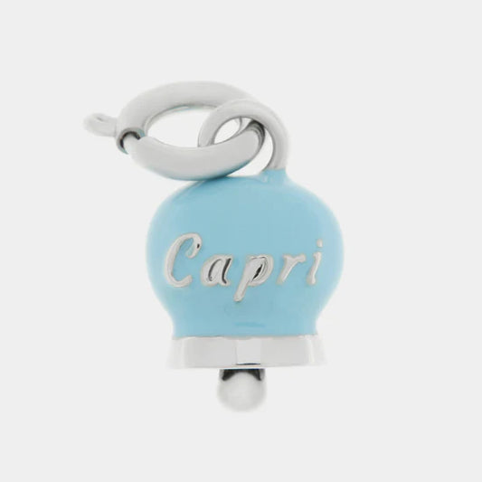 AMO CAPRI CIONDOLO IN METALLO CON CAMPANELLA TURCHESE SCRITTA CAPRI