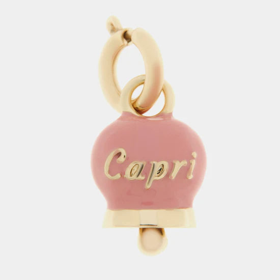 AMO CAPRI CIONDOLO IN METALLO CON CAMPANELLA ROSA SCRITTA CAPRI