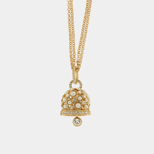 AMOCAPRI Collana in Metallo campanella con cristalli bianchi