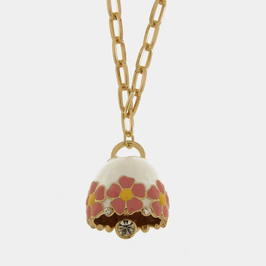 AMOCAPRI Collana in Metallo con campanella bianca e fiori