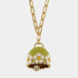 AMOCAPRI Collana in Metallo con campanella verde e fiori