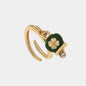 AMOCAPRI Anello in Metallo con campanella portafortuna verde con quadrifoglio