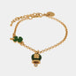 AMOCAPRI Bracciale in Metallo con cuore e campanella portafortuna verde con quadrifoglio