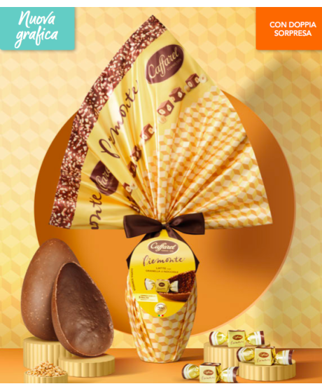 CAFFAREL UOVO DI CIOCCOLATO PIEMONTE A LATTE CON  GRANELLA DI NOCCIOLE 270 GR.
