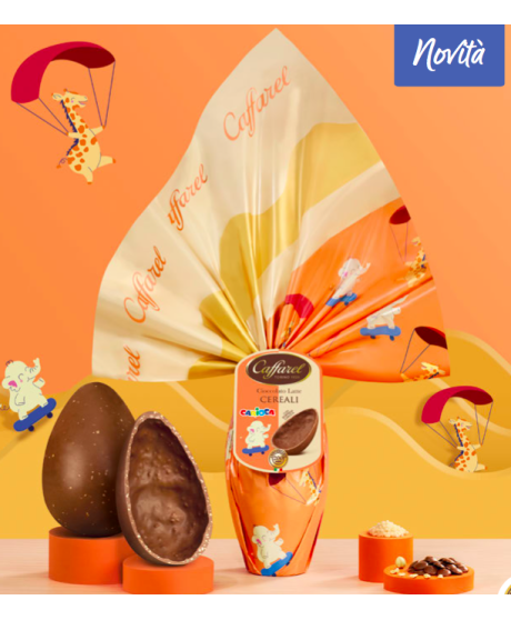 CAFFAREL UOVO DI CIOCCOLATO A LATTE E CEREALI E NOCCIOLE 320 GR.