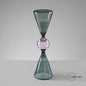 CLESSIDRA BICOLORE  VERDE E ROSA 27 CM DESIGN ARREDO SABBIA BIANCA