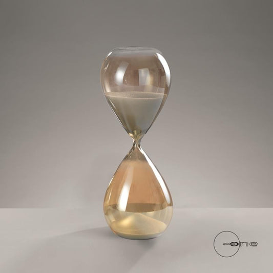 CLESSIDRA IN VETRO AMBRA SABBIA BEIGE H 30 CM OGGETTO D'ARREDO