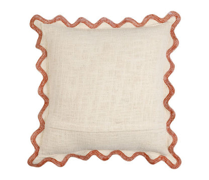 CUSCINO ARREDO AMOUR TOUJOURS 45X45 100% COTONE BEIGE CON RIPORTI COLOR TERRACOTTA