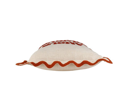 CUSCINO ARREDO AMOUR TOUJOURS 45X45 100% COTONE BEIGE CON RIPORTI COLOR TERRACOTTA