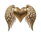 DECORAZIONE MURALE CUORE CON ALI IN METALLO DORATO 70X4.5XH60CM