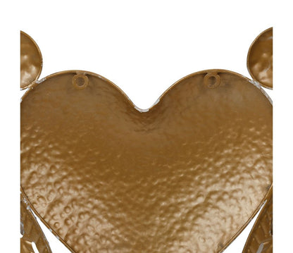 DECORAZIONE MURALE CUORE CON ALI IN METALLO DORATO 70X4.5XH60CM